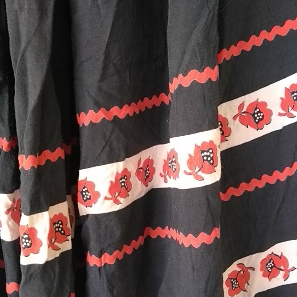 Vintage Boho ric rac Floral cotton Maxi skirt - Picture 3 of 5